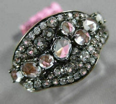 ESTATE .13CT DIAMOND & WHITE QUARTZ 14KT ROSE GOLD 3D CLUSTER WAVE FUN RING