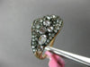 ESTATE .13CT DIAMOND & WHITE QUARTZ 14KT ROSE GOLD 3D CLUSTER WAVE FUN RING