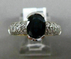1.84CT DIAMOND & AAA OVAL SAPPHIRE 14K YELLOW GOLD 3D SEMI BEZEL ENGAGEMENT RING