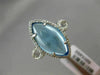 WIDE 4.66CT DIAMOND & AAA MARQUISE SHAPE BLUE TOPAZ 14K WHITE GOLD CABACHON RING