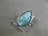 WIDE 4.66CT DIAMOND & AAA MARQUISE SHAPE BLUE TOPAZ 14K WHITE GOLD CABACHON RING