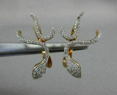 ESTATE .42T DIAMOND & AAA RUBY 18KT ROSE GOLD 3D SNAKE FUN HANGING EARRINGS