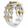 .76CT WHITE PINK & FANCY YELLOW DIAMOND 18KT TRI COLOR GOLD 3D ANNIVERSARY RING