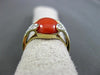 ESTATE .07CT DIAMOND & AAA CORAL 14KT YELLOW GOLD 3D FILIGREE MILGRAIN FUN RING
