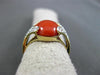 ESTATE .07CT DIAMOND & AAA CORAL 14KT YELLOW GOLD 3D FILIGREE MILGRAIN FUN RING