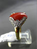 ESTATE .07CT DIAMOND & AAA CORAL 14KT YELLOW GOLD 3D FILIGREE MILGRAIN FUN RING