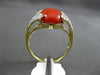 ESTATE .07CT DIAMOND & AAA CORAL 14KT YELLOW GOLD 3D FILIGREE MILGRAIN FUN RING