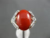 ESTATE .07CT DIAMOND & AAA CORAL 14KT YELLOW GOLD 3D FILIGREE MILGRAIN FUN RING