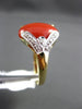 ESTATE .07CT DIAMOND & AAA CORAL 14KT YELLOW GOLD 3D FILIGREE MILGRAIN FUN RING
