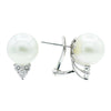 ESTATE LARGE .60CT DIAMOND & AAA SOUTH SEA PEARL 18KT WHITE GOLD FLOWER EARRINGS