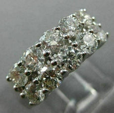 LARGE 2.30CT ROUND DIAMOND 14K WHITE GOLD 3D DOUBLE ROW WEDDING ANNIVERSARY RING