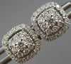 ESTATE .50CT DIAMOND 14KT WHITE GOLD 3D SQUARE DOUBLE HALO ROUND STUD EARRINGS