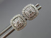 ESTATE .50CT DIAMOND 14KT WHITE GOLD 3D SQUARE DOUBLE HALO ROUND STUD EARRINGS