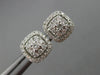 ESTATE .50CT DIAMOND 14KT WHITE GOLD 3D SQUARE DOUBLE HALO ROUND STUD EARRINGS