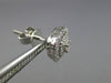 ESTATE .50CT DIAMOND 14KT WHITE GOLD 3D SQUARE DOUBLE HALO ROUND STUD EARRINGS