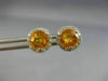 ESTATE 1.51CT DIAMOND & YELLOW SAPPHIRE 14KT WHITE GOLD ROUND HALO STUD EARRINGS
