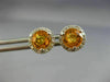 ESTATE 1.51CT DIAMOND & YELLOW SAPPHIRE 14KT WHITE GOLD ROUND HALO STUD EARRINGS