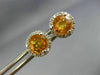 ESTATE 1.51CT DIAMOND & YELLOW SAPPHIRE 14KT WHITE GOLD ROUND HALO STUD EARRINGS