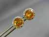 ESTATE 1.51CT DIAMOND & YELLOW SAPPHIRE 14KT WHITE GOLD ROUND HALO STUD EARRINGS