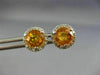 ESTATE 1.51CT DIAMOND & YELLOW SAPPHIRE 14KT WHITE GOLD ROUND HALO STUD EARRINGS
