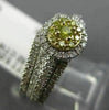 .77CT WHITE & FANCY YELLOW DIAMOND 14K WHITE GOLD 3D CLUSTER ENGAGEMENT RING SET