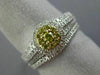 .77CT WHITE & FANCY YELLOW DIAMOND 14K WHITE GOLD 3D CLUSTER ENGAGEMENT RING SET