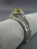 .77CT WHITE & FANCY YELLOW DIAMOND 14K WHITE GOLD 3D CLUSTER ENGAGEMENT RING SET