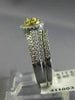 .77CT WHITE & FANCY YELLOW DIAMOND 14K WHITE GOLD 3D CLUSTER ENGAGEMENT RING SET