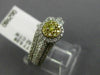 .77CT WHITE & FANCY YELLOW DIAMOND 14K WHITE GOLD 3D CLUSTER ENGAGEMENT RING SET