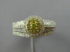 .77CT WHITE & FANCY YELLOW DIAMOND 14K WHITE GOLD 3D CLUSTER ENGAGEMENT RING SET