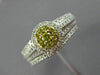 .77CT WHITE & FANCY YELLOW DIAMOND 14K WHITE GOLD 3D CLUSTER ENGAGEMENT RING SET
