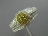 .77CT WHITE & FANCY YELLOW DIAMOND 14K WHITE GOLD 3D CLUSTER ENGAGEMENT RING SET