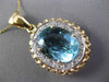 ANTIQUE EXTRA LARGE 8.90CT DIAMOND & AAA BLUE TOPAZ 14KT TWO TONE GOLD PENDANT