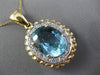 ANTIQUE EXTRA LARGE 8.90CT DIAMOND & AAA BLUE TOPAZ 14KT TWO TONE GOLD PENDANT