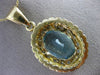 ANTIQUE EXTRA LARGE 8.90CT DIAMOND & AAA BLUE TOPAZ 14KT TWO TONE GOLD PENDANT
