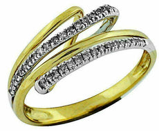 ESTATE .18CT DIAMOND 14KT YELLOW GOLD 3D MULTI ROW CRISS CROSS LOVE RING