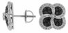 .76CT WHITE & BLACK DIAMOND 14KT WHITE GOLD 3D 4 LEAF CLOVER SCREW BACK EARRINGS
