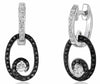 ESTATE .55CT WHITE & BLACK DIAMOND 14K WHITE GOLD 3D OVAL SWIRL HANGING EARRINGS
