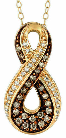 .35CT WHITE & CHOCOLATE FANCY DIAMOND 14KT YELLOW GOLD CLASSIC INFINITY PENDANT