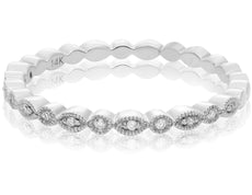 ESTATE .04CT DIAMOND 14KT WHITE GOLD MILGRAIN ETERNITY WEDDING ANNIVERSARY RING