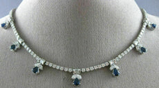 ANTIQUE 8.32CT DIAMOND & AAA SAPPHIRE 18KT WHITE GOLD MULTI DROP NECKLACE #385