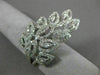 ESTATE LARGE 1.39CT DIAMOND 14K WHITE GOLD 3D MULTI LEAF HALO DOUBLE FINGER RING