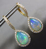 LARGE 4.56CT DIAMOND & AAA AUSTRALIAN OPAL 14KT YELLOW GOLD 3D HANGING EARRINGS
