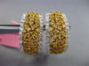 ESTATE LARGE 2.97CT WHITE & FANCY INTENSE DIAMOND 18KT TWO TONE GOLD 3D EARRINGS