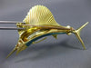 ANTIQUE AAA BLUE & GREEN ENAMEL 18KT YELLOW GOLD 3D SWORDFISH PIN BROOCH #21878