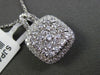 ESTATE LARGE 1.04CT DIAMOND 18KT WHITE GOLD 3D FILIGREE CLUSTER FLOATING PENDANT