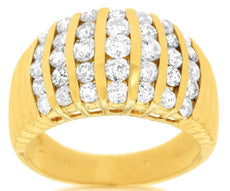 WIDE 1.69CT DIAMOND 14KT YELLOW GOLD CLASSIC MULTI ROW CHANNEL ANNIVERSARY RING