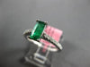 ESTATE .74CT DIAMOND & AAA EMERALD 18K WHITE GOLD 3D RECTANGULAR ENGAGEMENT RING