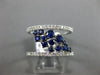 ESTATE WIDE .98CT DIAMOND & AAA SAPPHIRE 14K WHITE GOLD CLUSTER ANNIVERSARY RING
