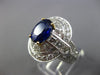 LARGE CERTIFIED 7.28CT DIAMOND & SAPPHIRE NON HEATED PLATINUM OVAL COCKTAIL RING